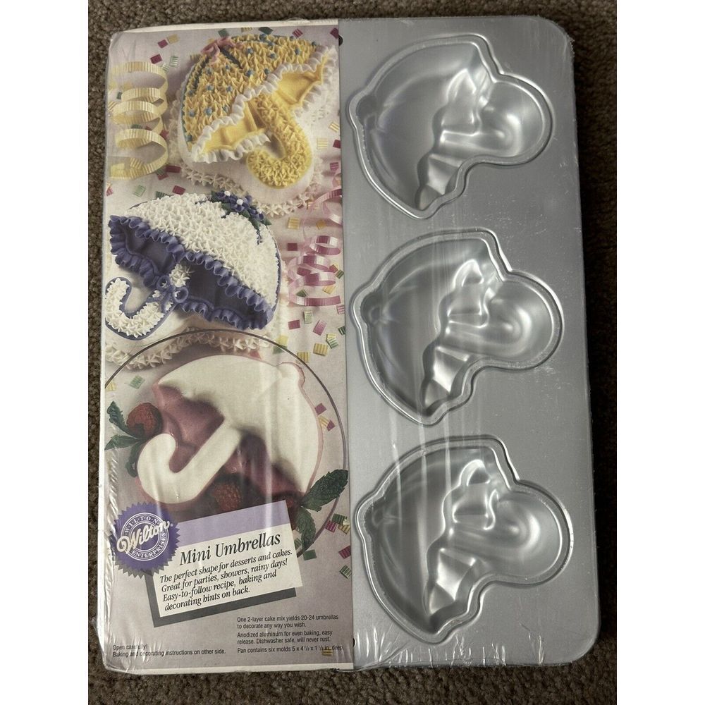 NIB Wilton Cake Baking Pan Mini Umbrella Wedding Baby Shower Rainy Day 2105-3256
